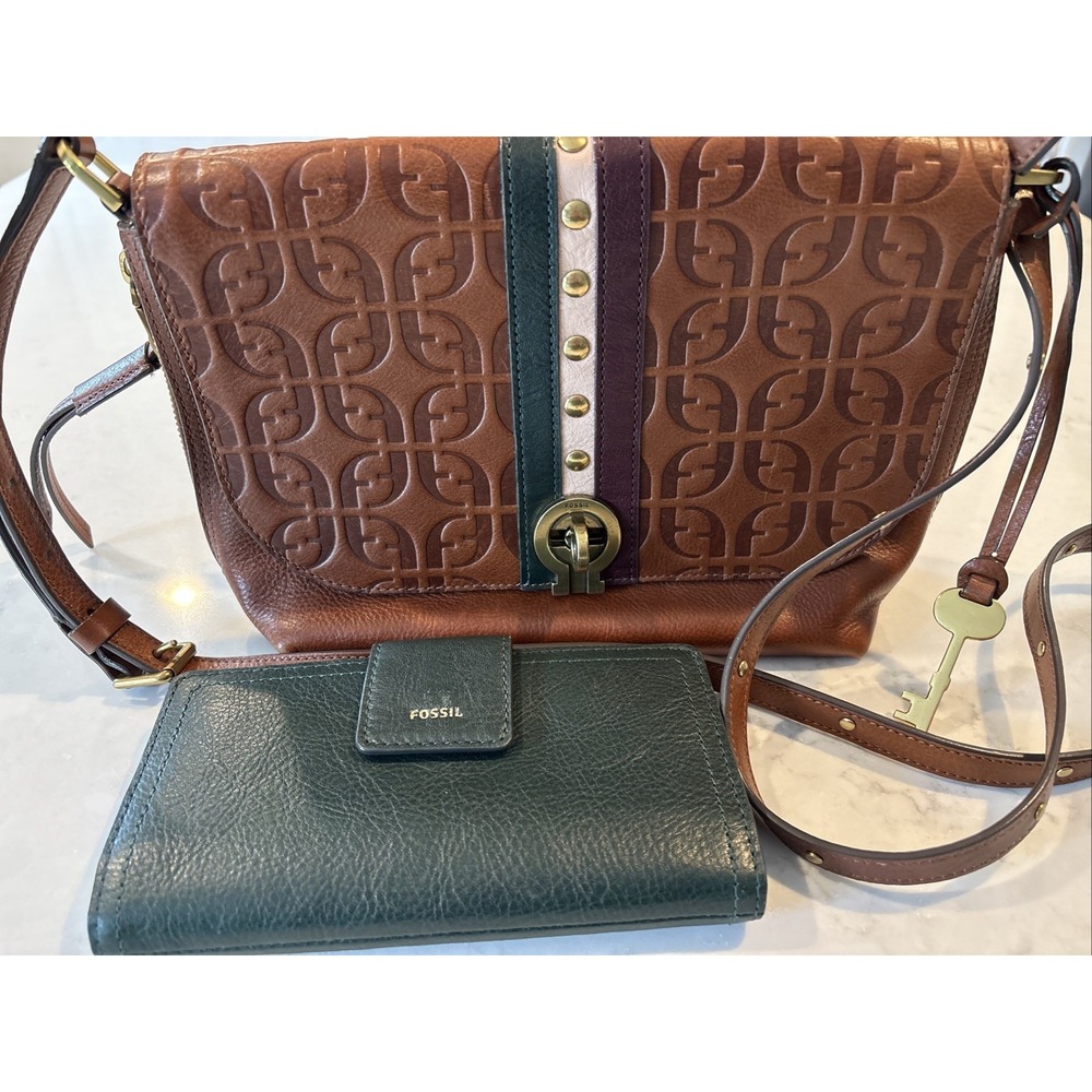Fossil Maya Crossbody Flap Bag Real Leather Purse ZB7839914 Brown Multi Wallet